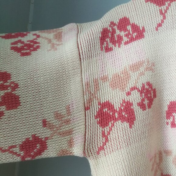 80s vintage girly floral mock-neck sweater - Picture 3 of 8